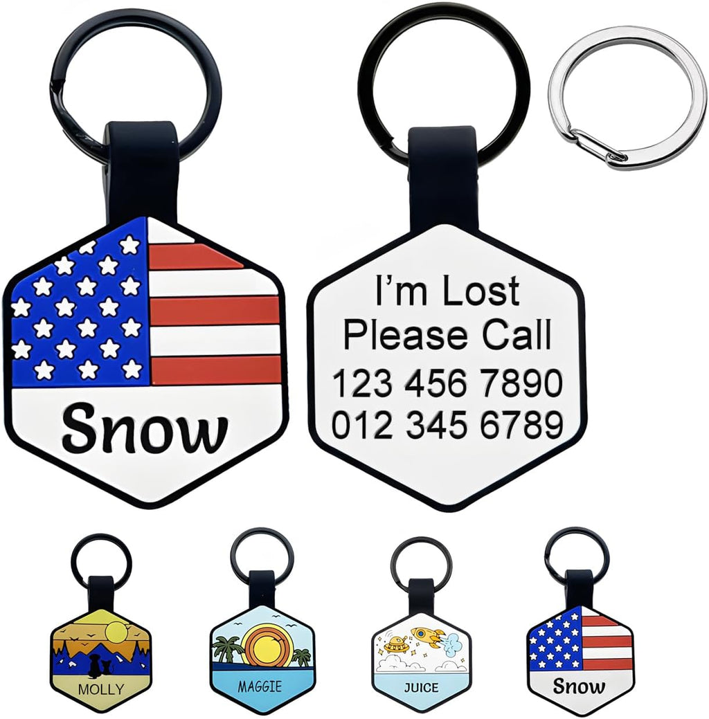 Silent Dog Tag, Personalized Engraved Silicone Pet ID Tag, Bone