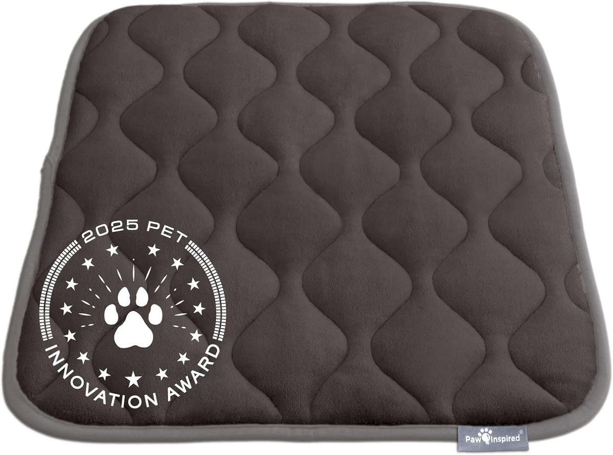 Paw Inspired Washable Padded Crate Mats for Dogs, Gray, 29x18 Inch