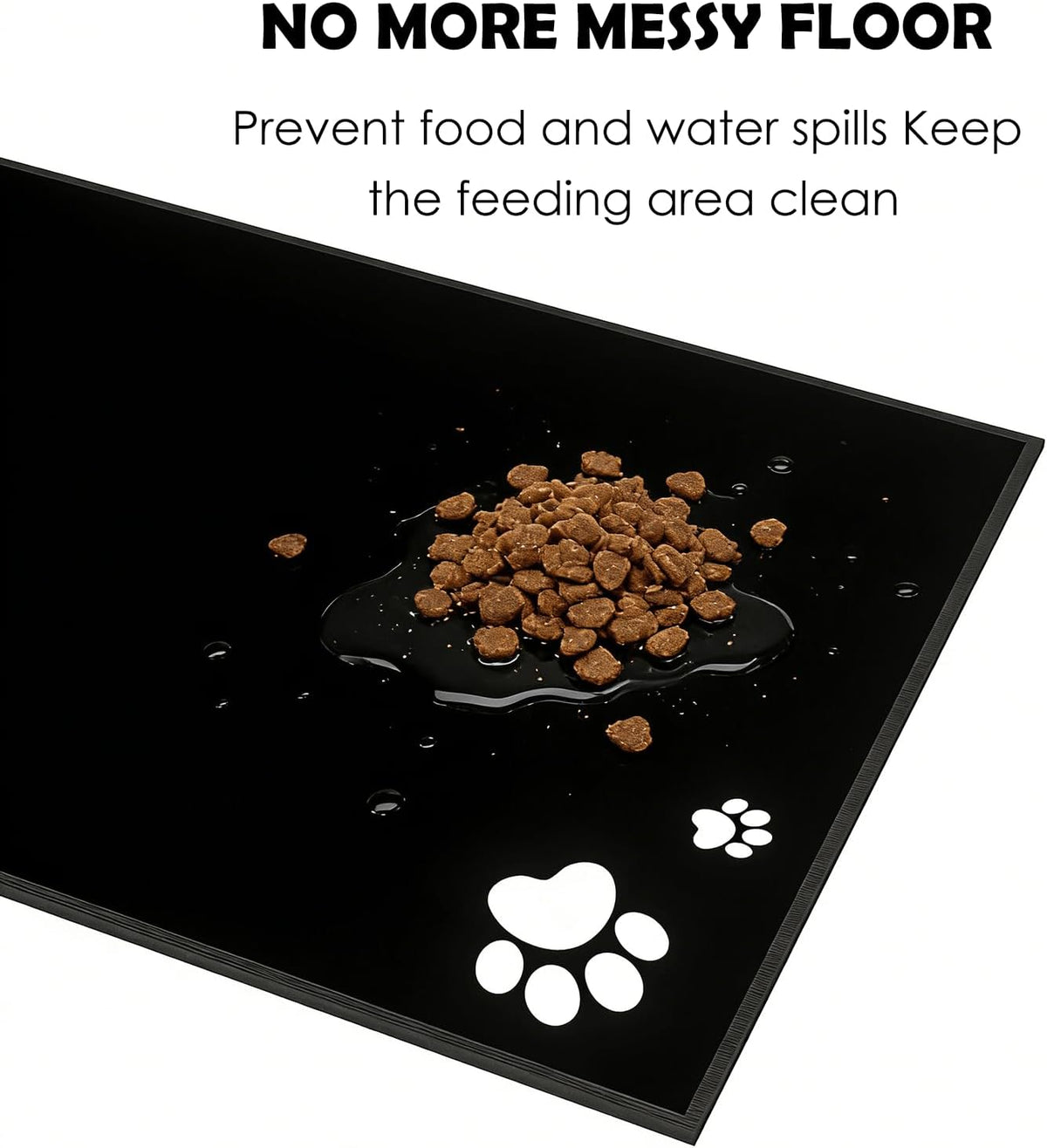 Elevated Cat Bowls with Splash Proof Mat for Kitten Puppy, 10° Tilted Raised Cat Bowl Stand Anti-Vomiting, 2 Wide Shallo