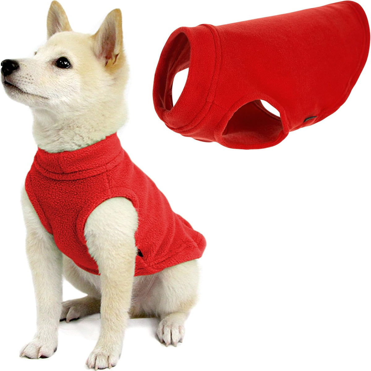 Gooby Stretch Fleece Vest Dog Sweater, Red, Medium