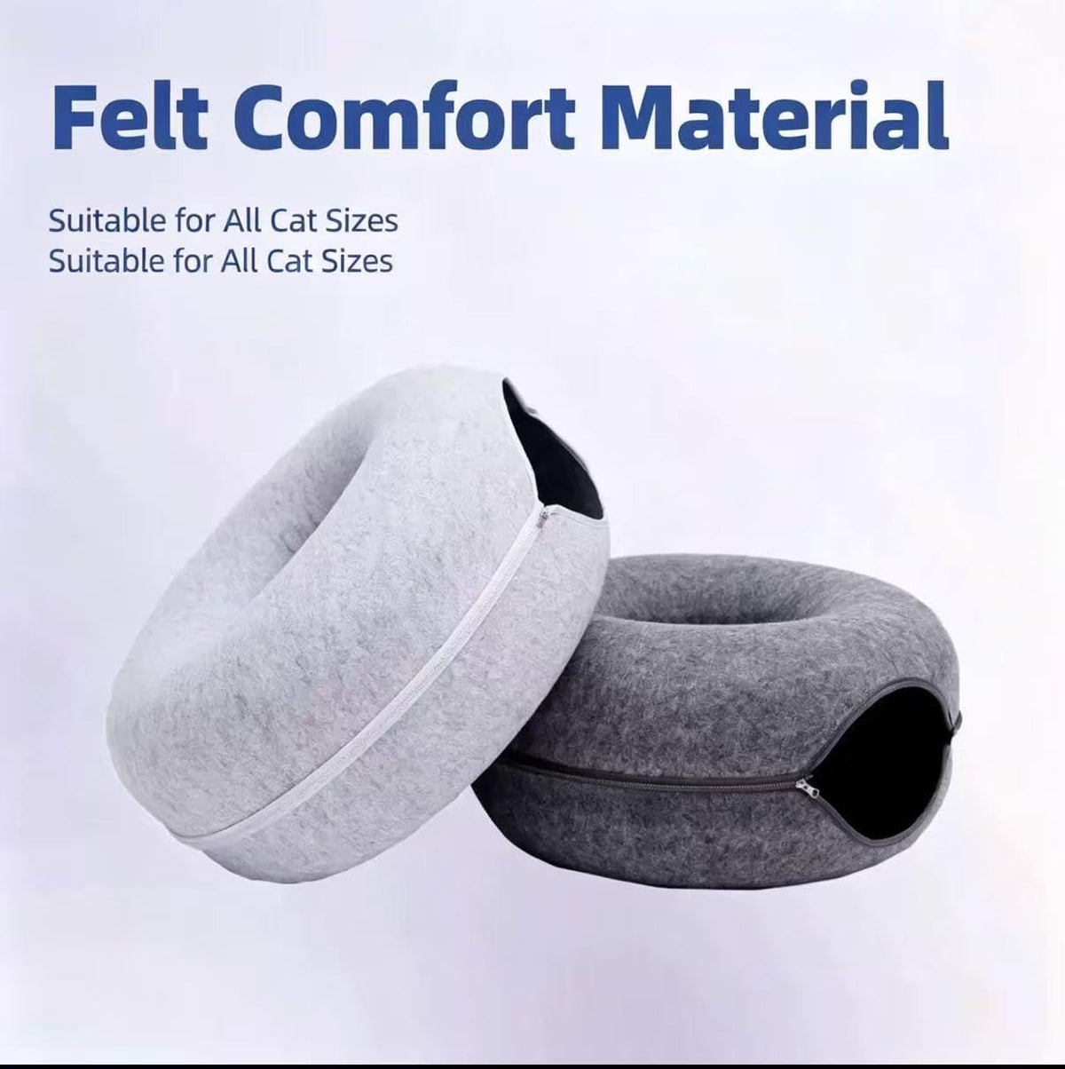 Cat Cave Bed for Indoor Cats, Peekaboo Scratch Resistant Cat Tunnel，Gray