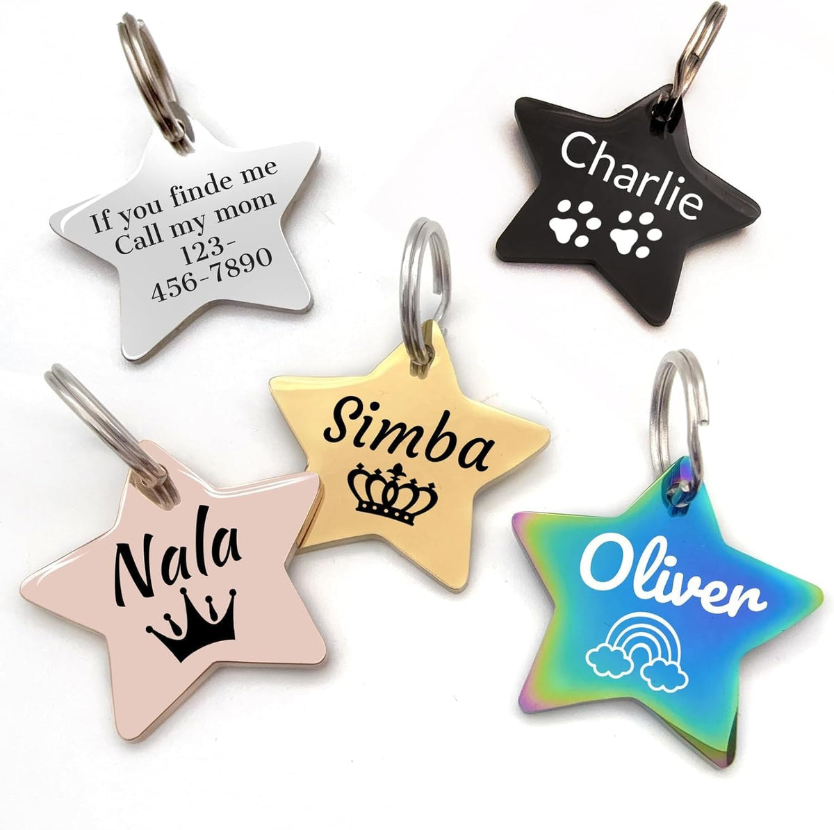 Personalized Cat Head ID Tag, Stainless Steel Engraved Pet Name Tag