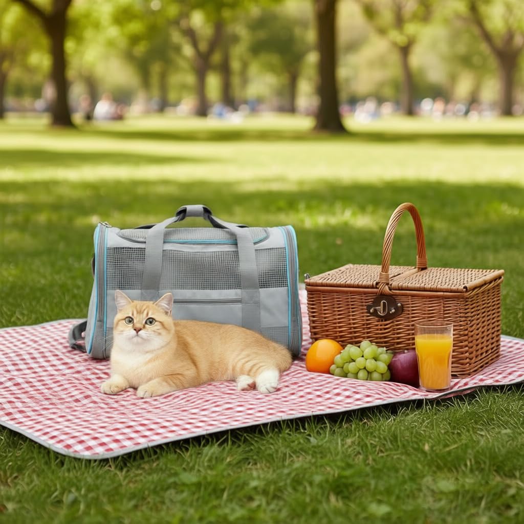SECLATO Cat Carrier Pet Dog Carrier Airline Approved for Puppy Cat Carrier Under 15 lbs, Collapsible Soft Sided Airline Approved Cat Carriers, Grey