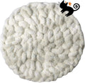Cat Kneading Mat, Handmade Round Cushion Bed Pad Kittens (White,M)