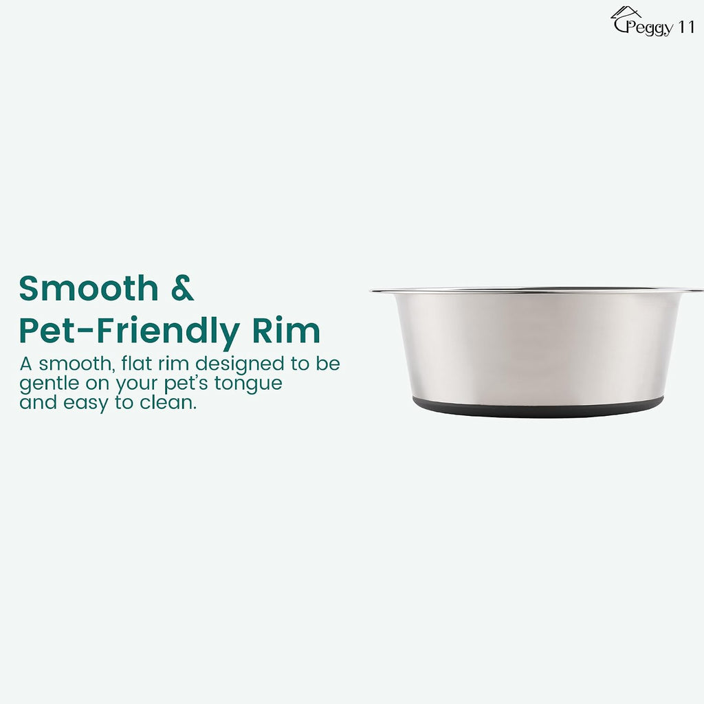 Deep Stainless Steel Dog Bowls, 3 US Cup Each, 2-Pack