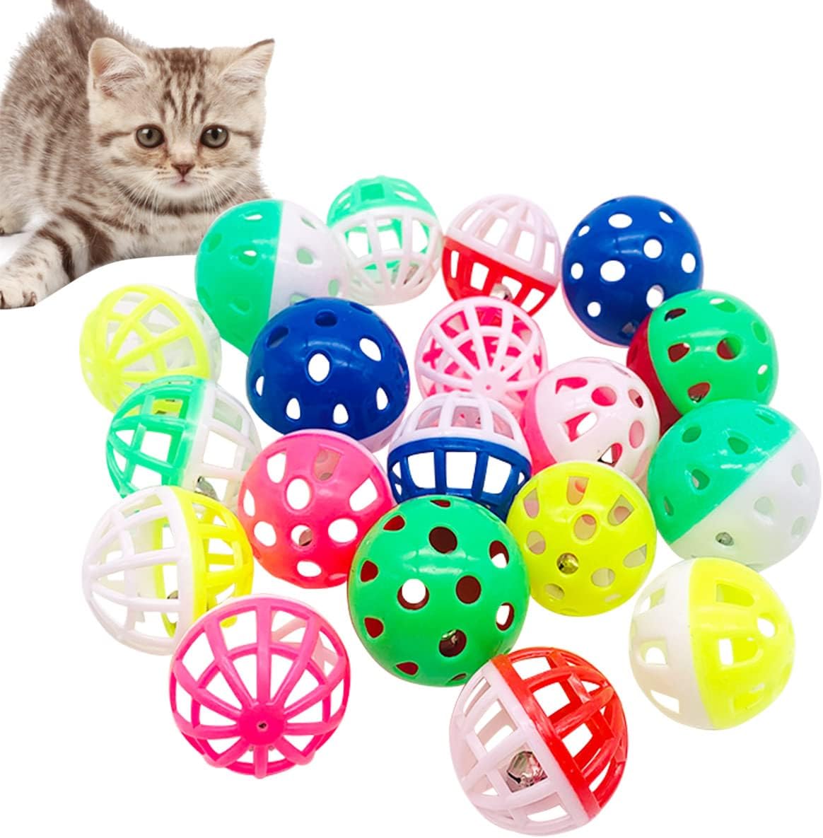 PET SHOW 20 Pack Cat Toy Crinkle Balls 2.5inch for Indoor Cats Kittens