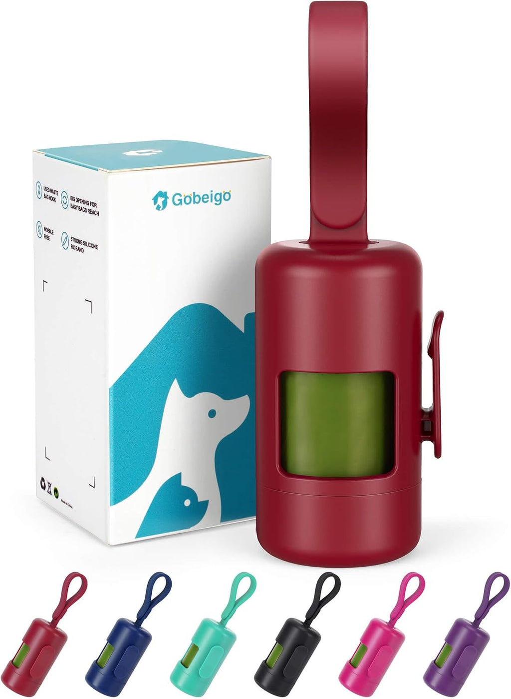 Gobeigo Dog Poop Bag Holder with Used Bag Hook(Black)