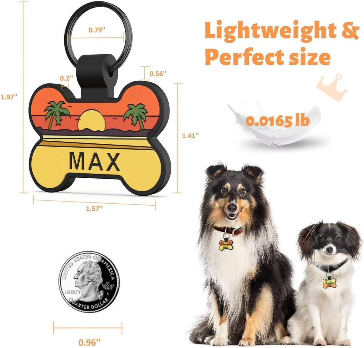 Silent Dog Tag, Personalized Engraved Silicone Pet ID Tag, Bone