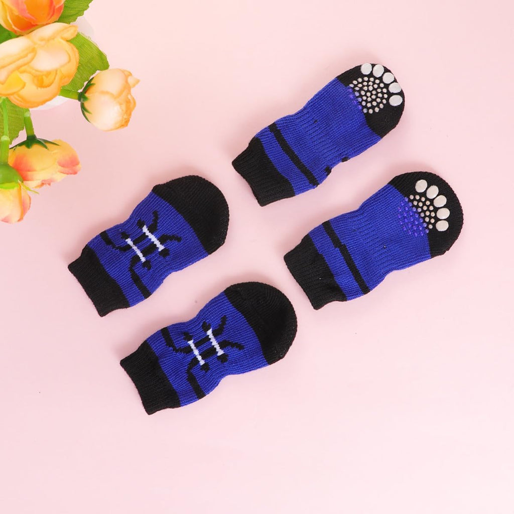 4 Pack Cotton Anti-Slip Pet Socks for Dogs, Non-Slip Ankle Paw Protectors
