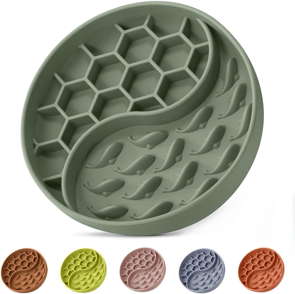 Slow Feeder Dog Bowl, Pet Puzzle Dish w/Suction Cup, Small Medium