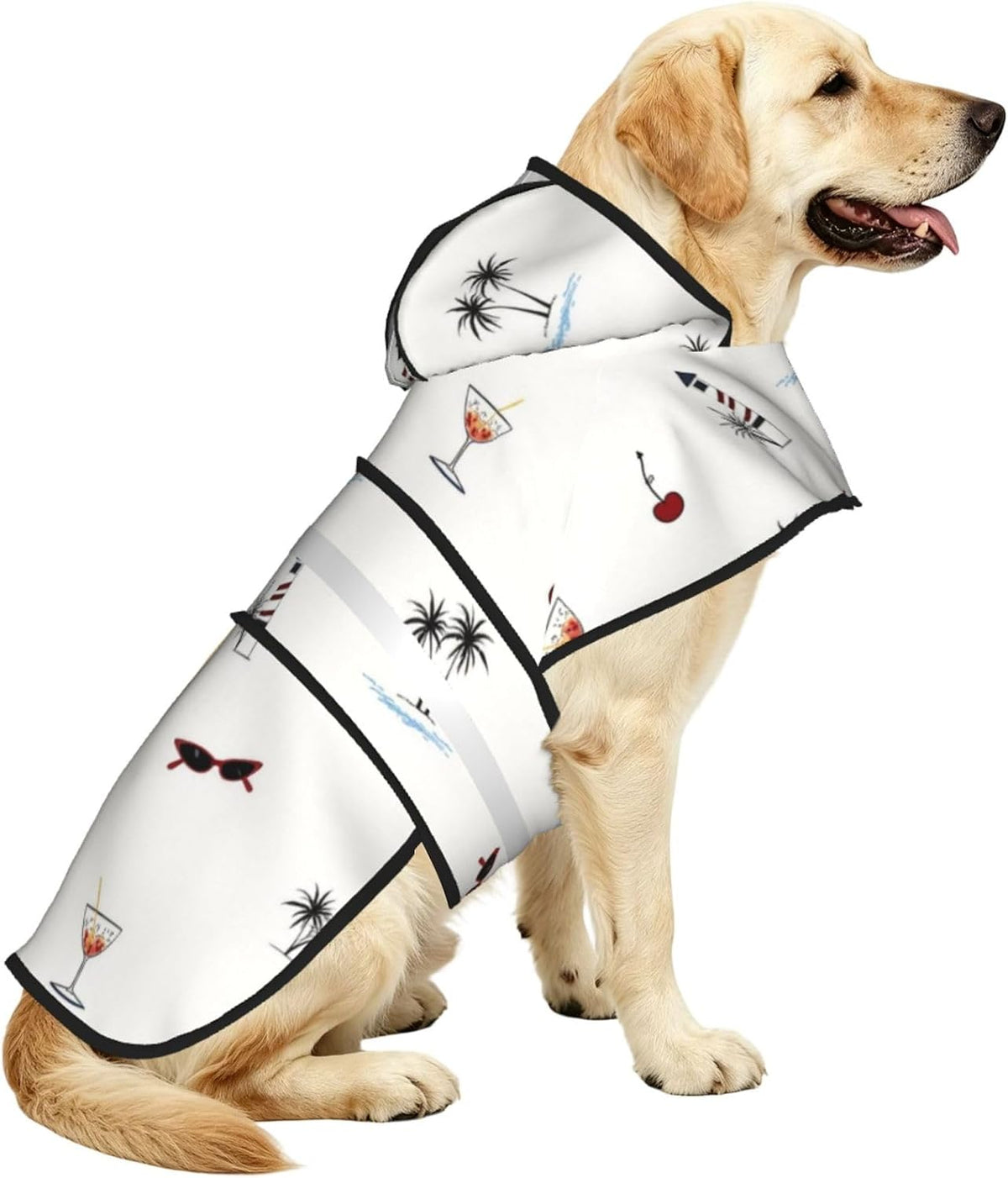 Pink Daisy Floral Pattern Dog Raincoat with Hood, Reflective Strips, Leash Opening, Water Resistant Large