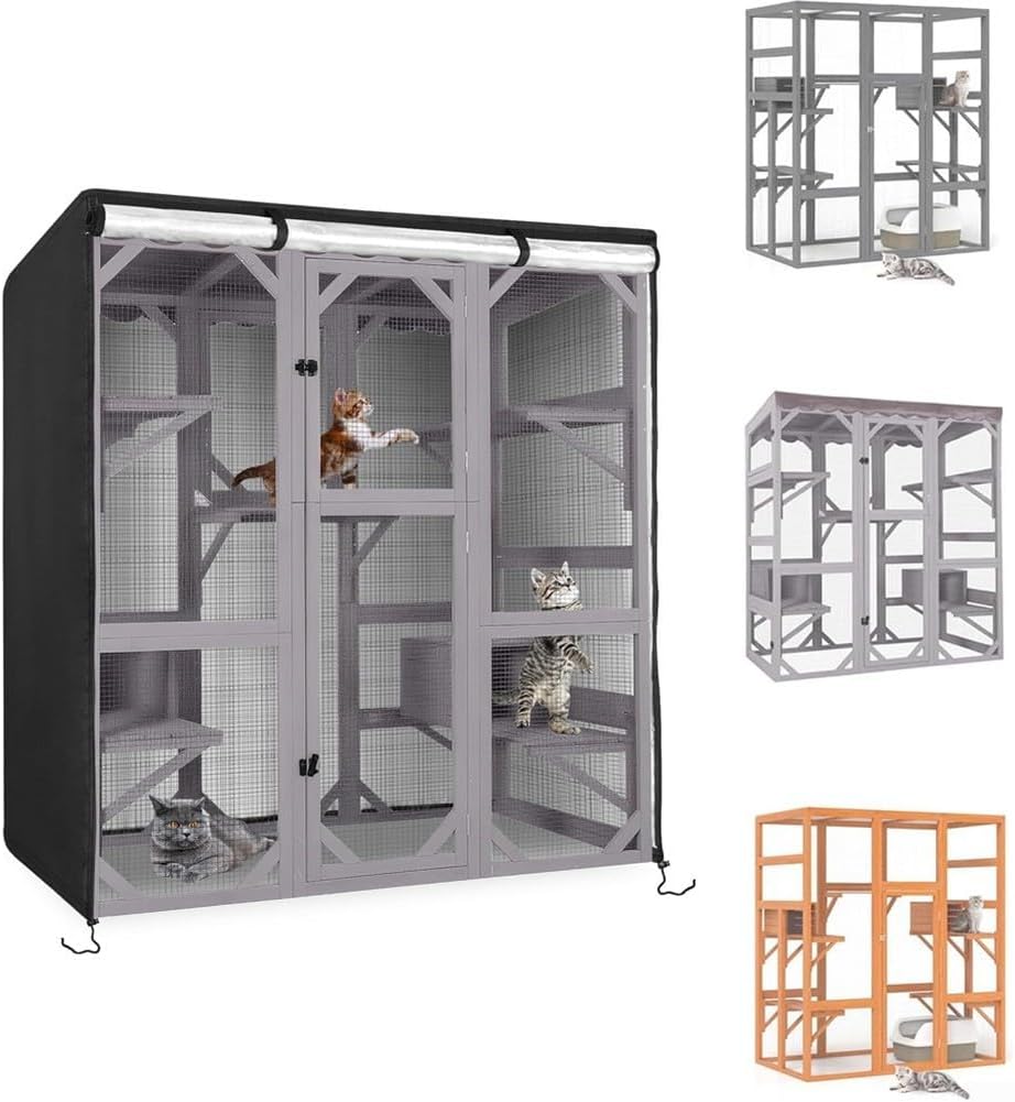 Weatherproof Cat Cage Covers for Outdoor Cats Rain Sheet and Wind Shield Fits Large Furniture Catio 25 x 25 x 158 cm