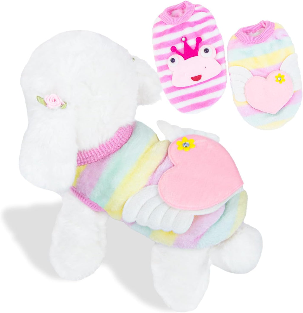 2 Pack Teacup Dog Clothes Warm Soft Fleece Extra Small Dog Clothes for Puppy Chihuahua Yorkies Fall Winter Cute Pet Clot