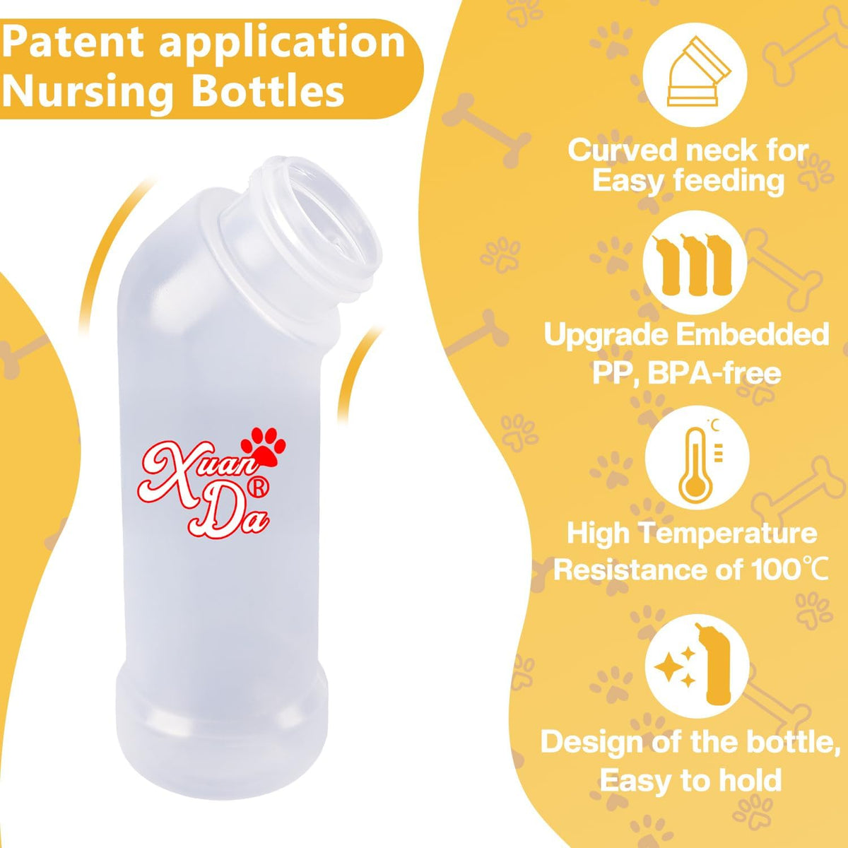 Kitten Nursing Nipple with Syringe, Wide Mouth Angled Puppy Feeding Bottles, with Ventilation Valve Resistant Tearing fo