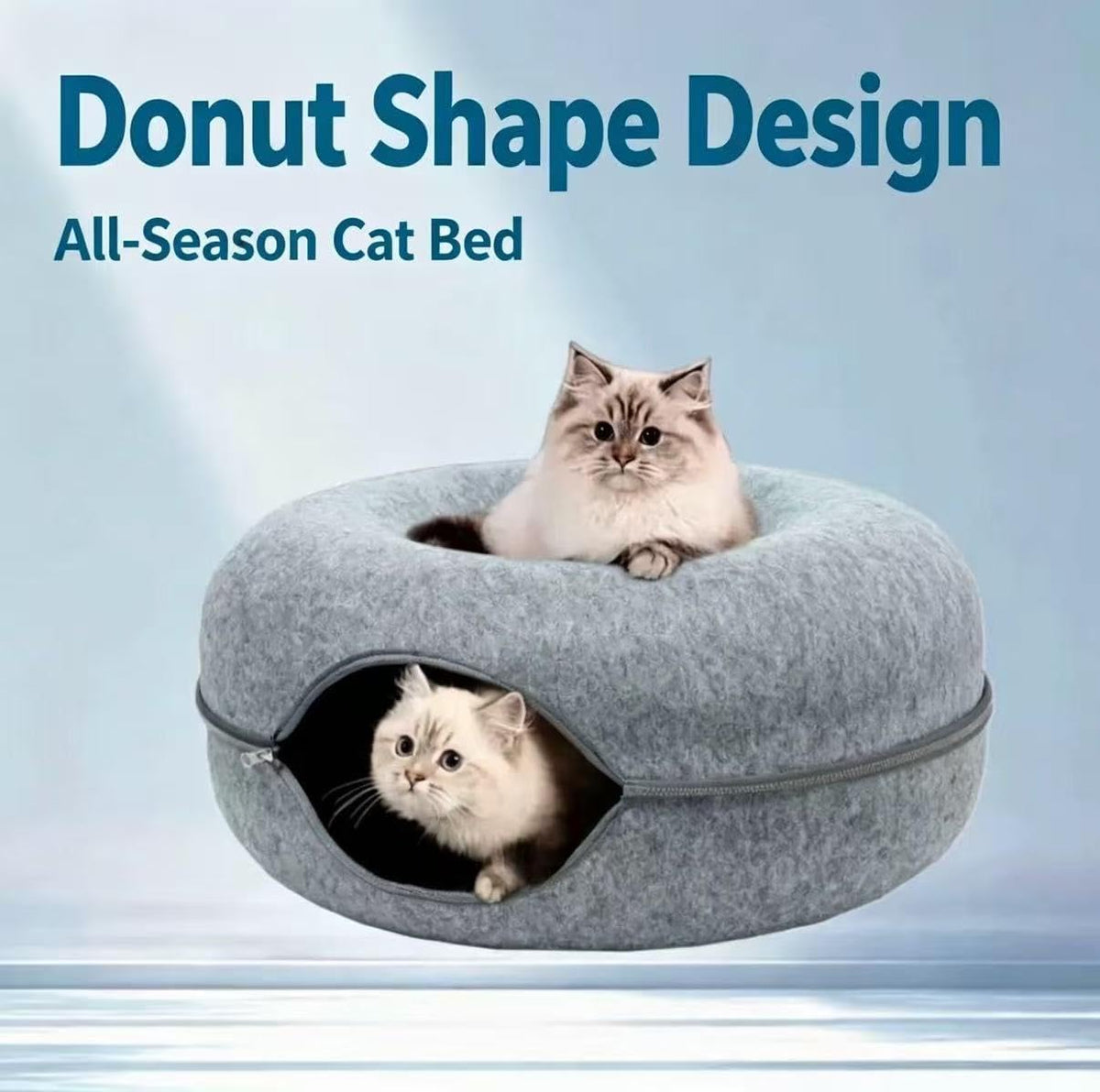 Cat Cave Bed for Indoor Cats, Peekaboo Scratch Resistant Cat Tunnel，Gray