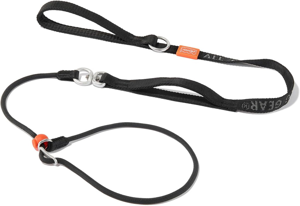 Slip Lead Dog Leash with 2 Spring-Loaded Stoppers (Black 5.0FT)