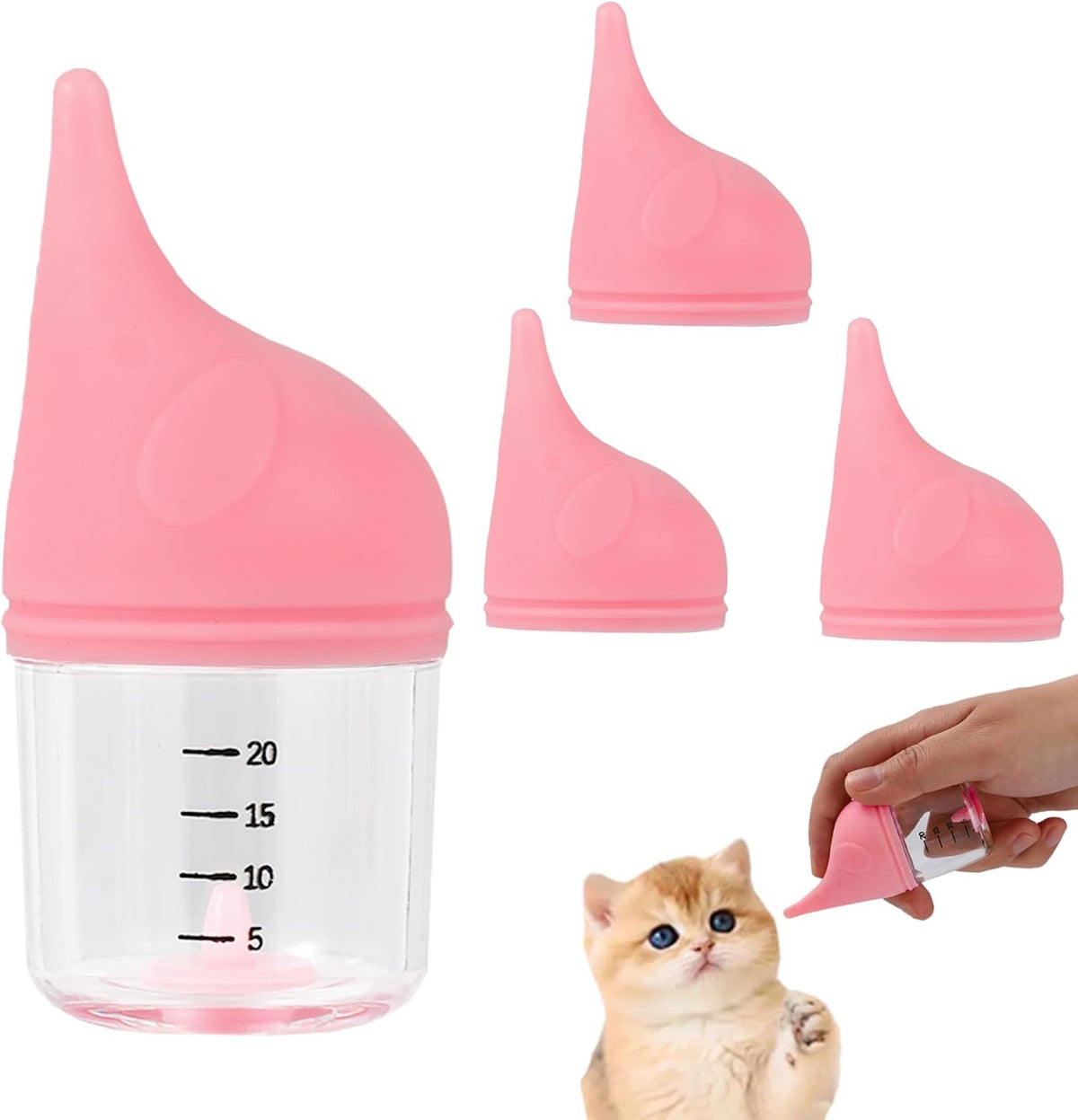 Kitten Bottle Feeding Kit for Nursing, Milk Bottles for Feeding Newborn Puppies,Anti-chocking Design with 3pcs Replaceab