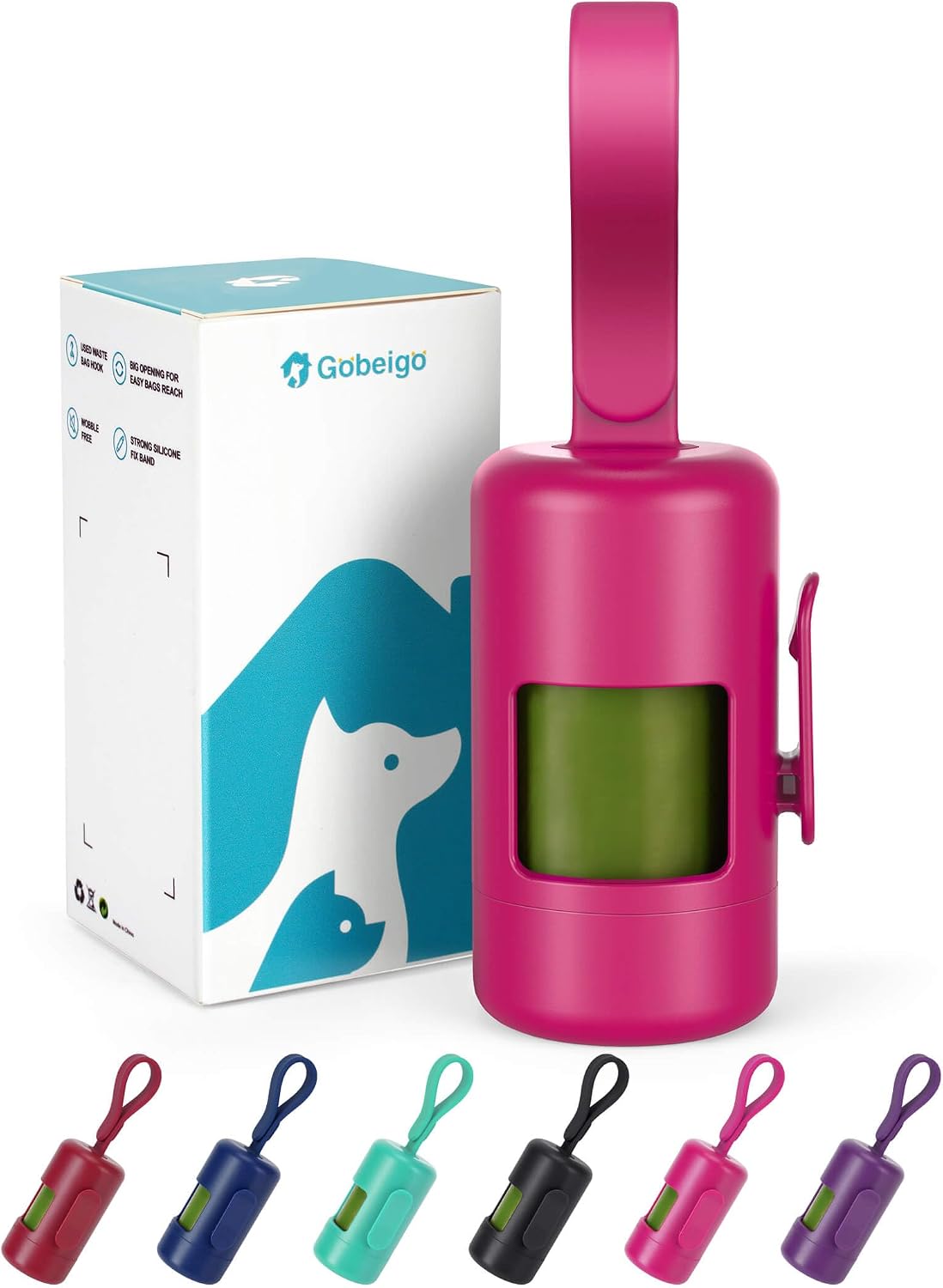 Gobeigo Dog Poop Bag Holder with Used Bag Hook(Black)