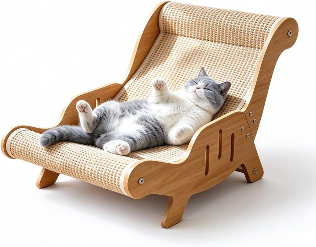Cat Scratcher Lounge Chair with Wooden Frame