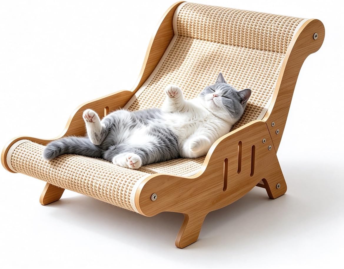 Cat Scratcher Lounge Chair with Wooden Frame
