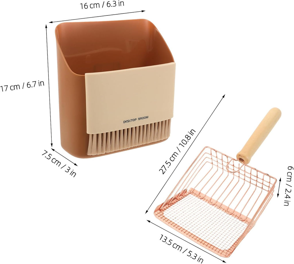 UKCOCO 1 Set Cat Litter Scooper with Holder Small Broom and Dustpan