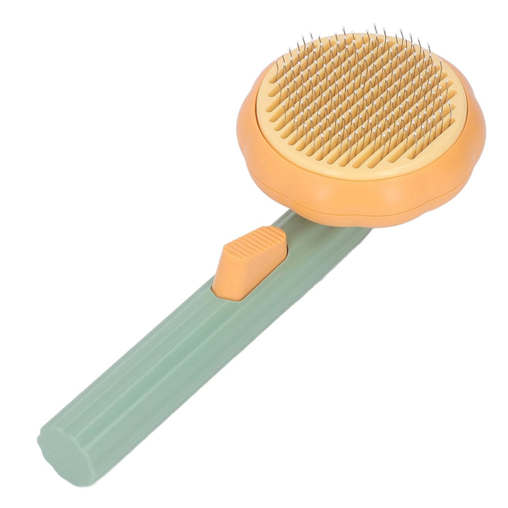 Pet Pumpkin Brush for Shedding, Selfcleaning Design (Green)