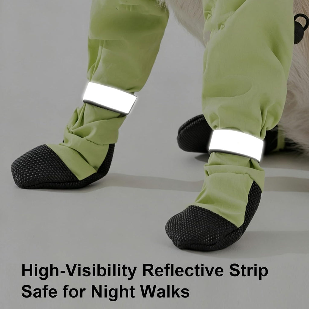Dog Full Four-Leg Cover Boots Waterproof with Reflective Strap，Black：S