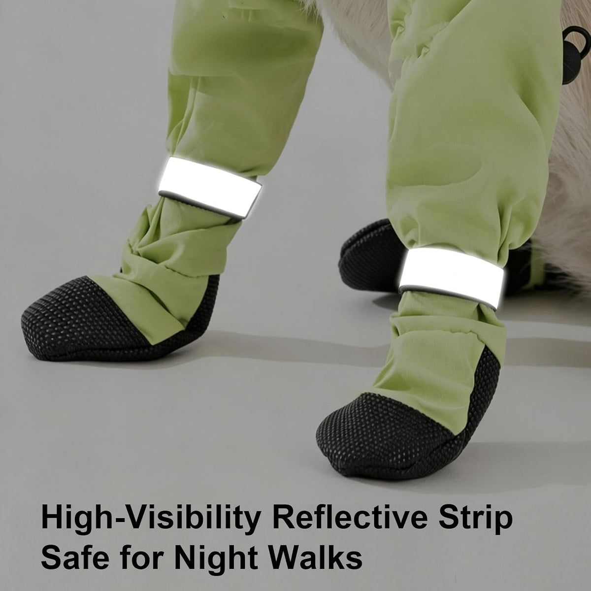 Dog Full Four-Leg Cover Boots Waterproof with Reflective Strap，Black：S