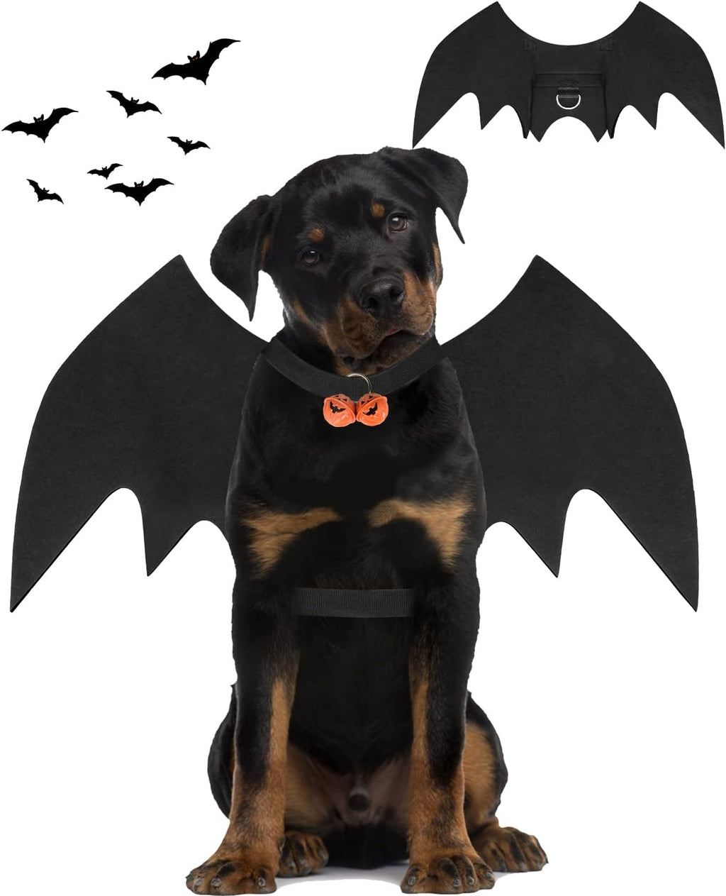 Halloween Dog Bat Wings Costume, Pet Halloween Cosplay Apparel, Adjustable Fit for Large Dogs (L)