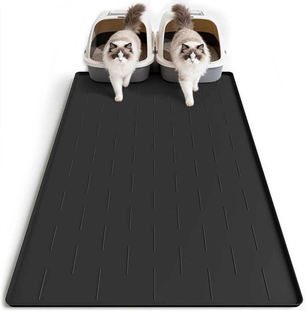 Pieviev Extra Large Silicone Litter Box Mat, Easy to Clean, 40'' x 28''