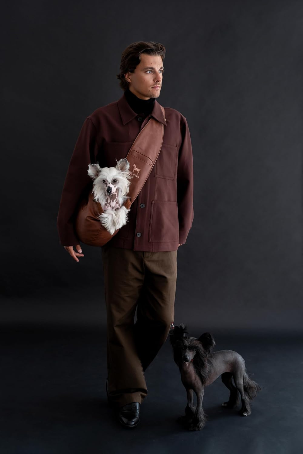 Dog Carrier Sling 5-18lb, Cat Carrier bag (Faux Leather, Zipper)