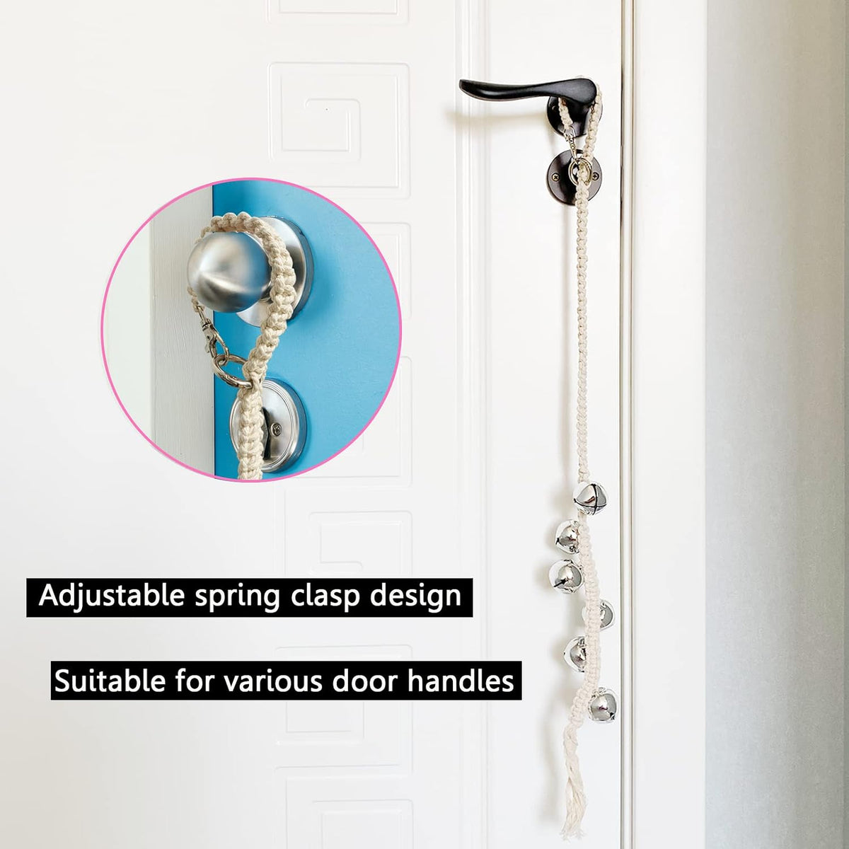 Dog Hanging Doorbells| 6 Extra Loud Dog Potty Training Bells| Adjustable Durable Braided Rope Door Bell for Dogs to Ring