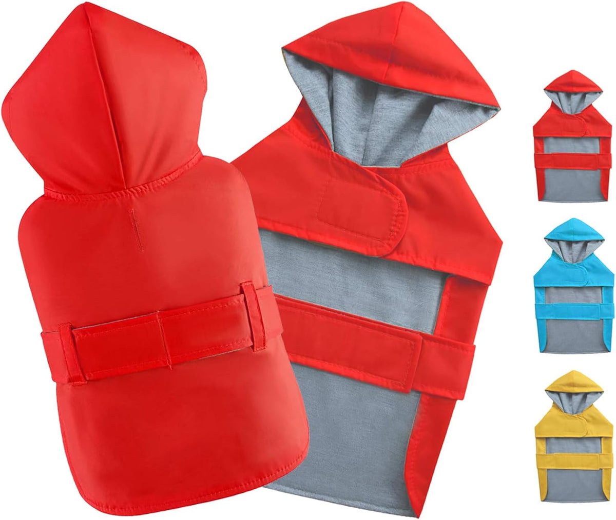 Dog Raincoat Small Dog Rain Jacket Waterproof Pet Rain Suit Double-Layered Poncho for Puppy Small Dogs Hooded Warm Linin