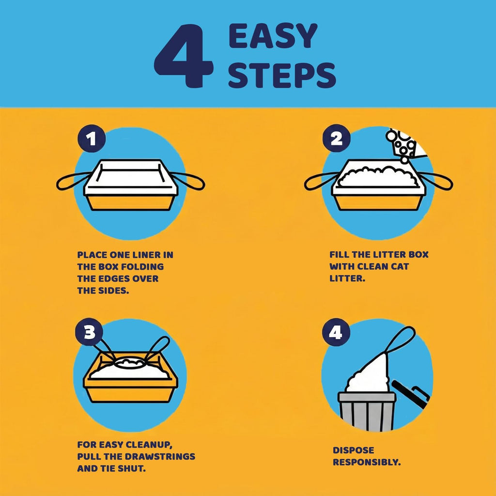 Pettiny 20 Cat Litter Box Liners with Drawstrings - Scratch Resistant Cat Litter Bags for a Medium and Large Litter Pan