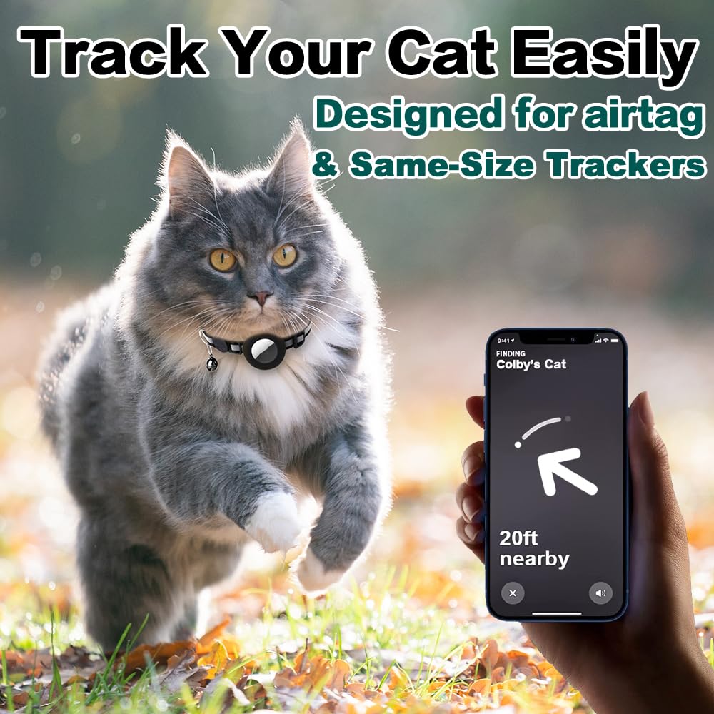 Dgerp Airtag Cat Collar Breakaway, Reflective Collar with Air Tag Holder