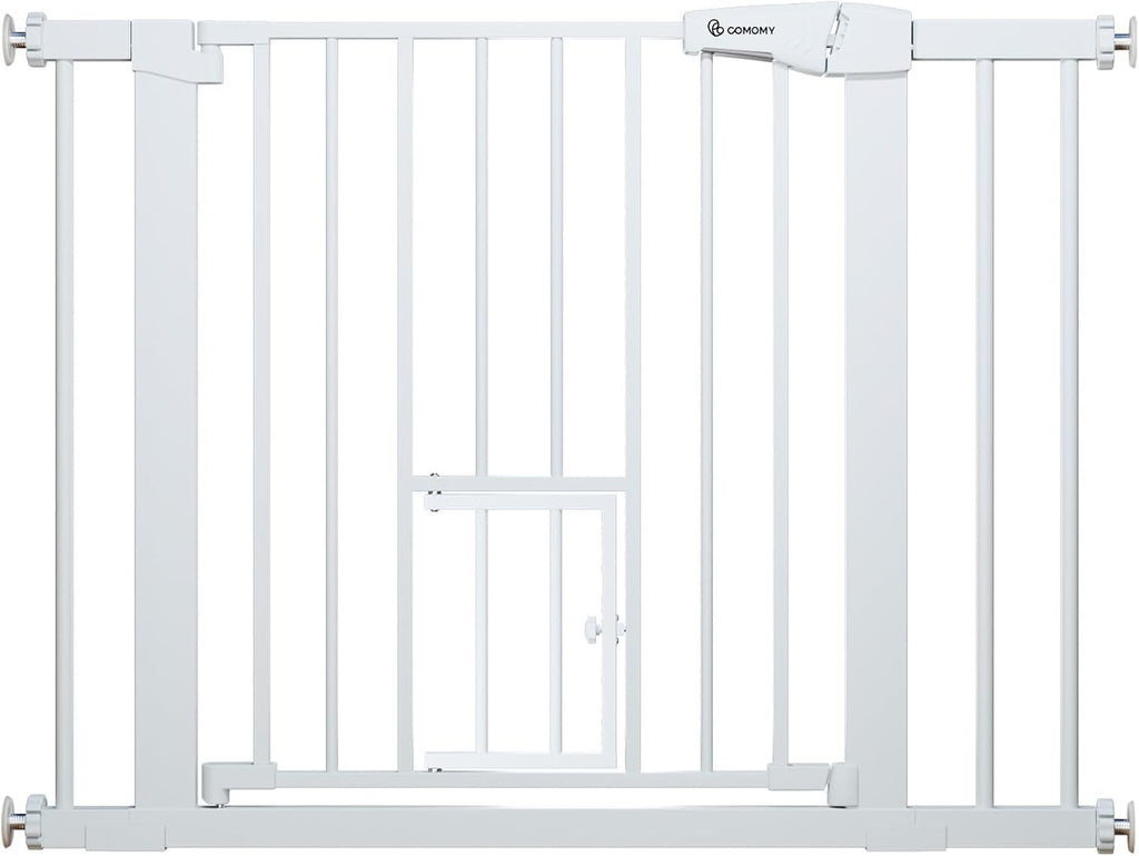 COMOMY Auto Close Pet Gate with Cat Door, 29.5"-40.5" Dog Gate for House