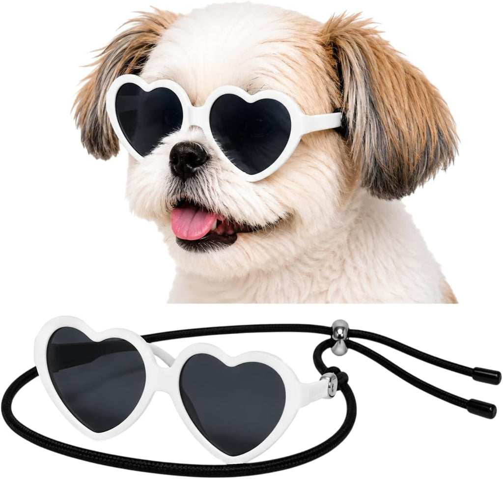 G016-1 Dog Pet Heart Costume Sunglasses for Small to Medium Breed (Up to 15 lbs, Heart Pink-Pink Mirror)