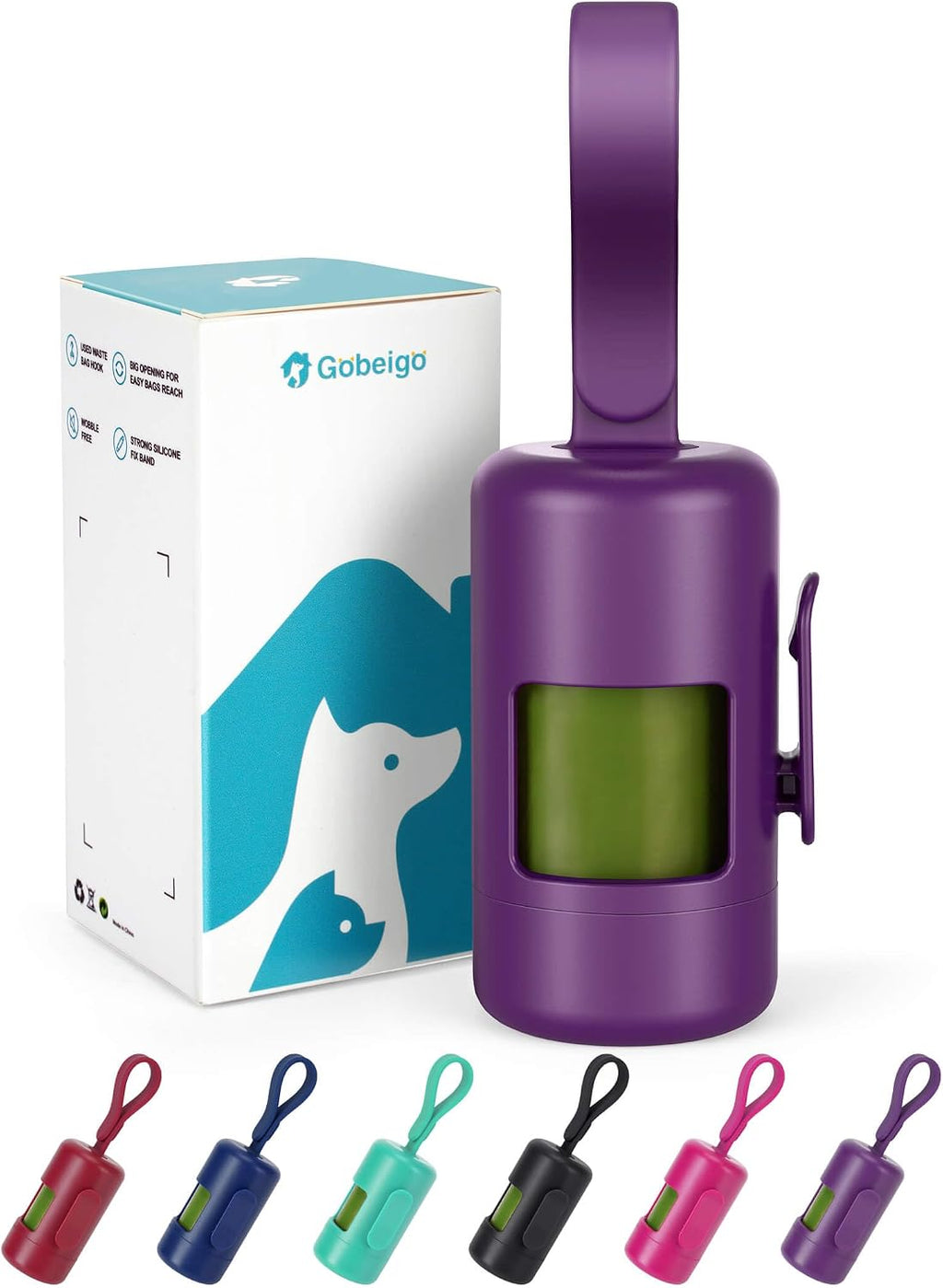 Gobeigo Dog Poop Bag Holder with Used Bag Hook(Black)
