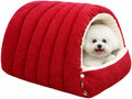 Small Dog Cave Bed & Cat Cave Bed, 2-in-1 Covered Cat Bed for Indoor Use