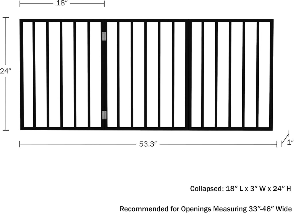 Pet Gate - 3-Panel Indoor Foldable Dog Fence for Stairs, Hallways, or Doorways - 54x24-Inch Wood Freestanding Dog Gates 