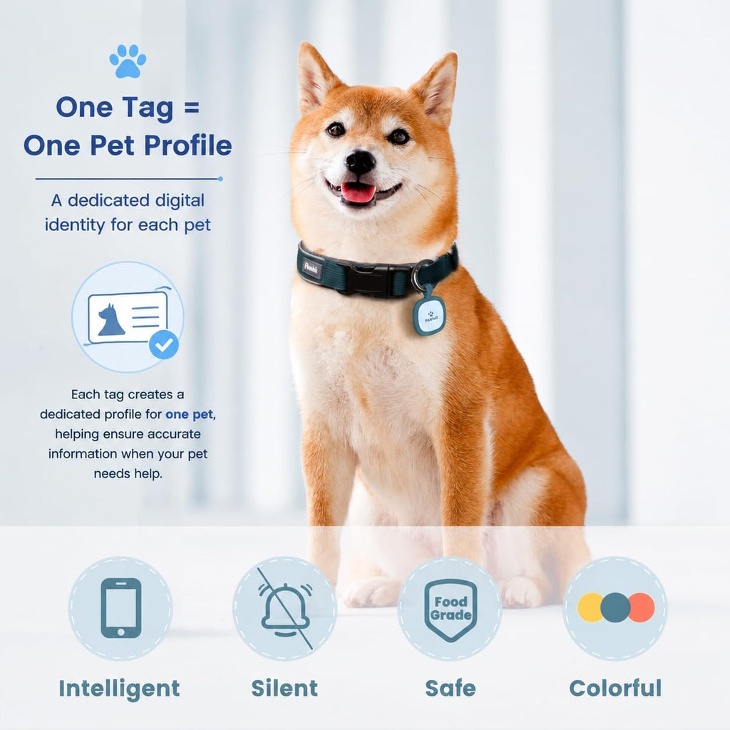 Pawaii Dog ID Tag, Silent Silicone QR Code Tag, Scan Alerts, No App, 1 Pack