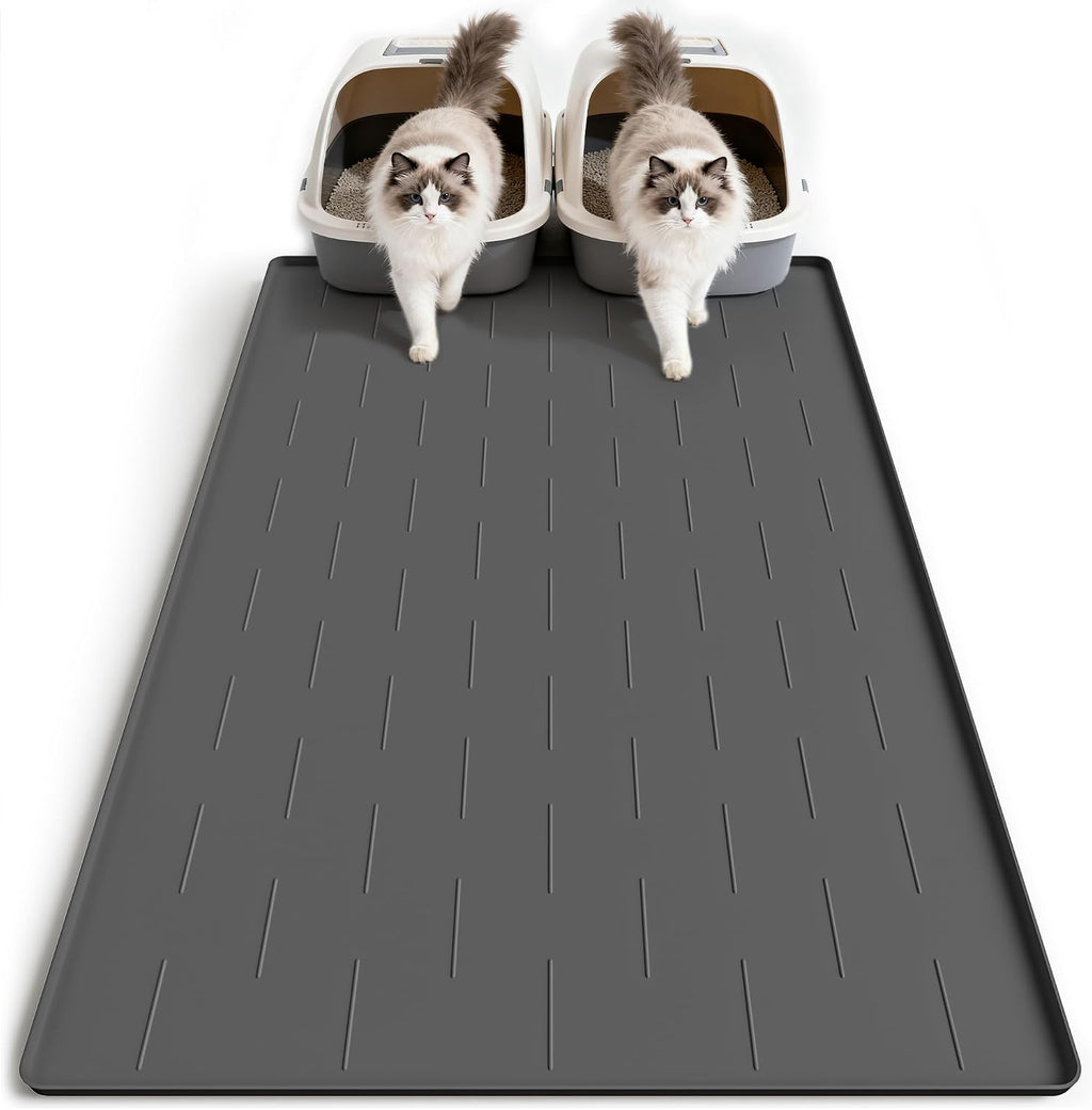 Pieviev Extra Large Silicone Litter Box Mat, Easy to Clean, 40'' x 28''