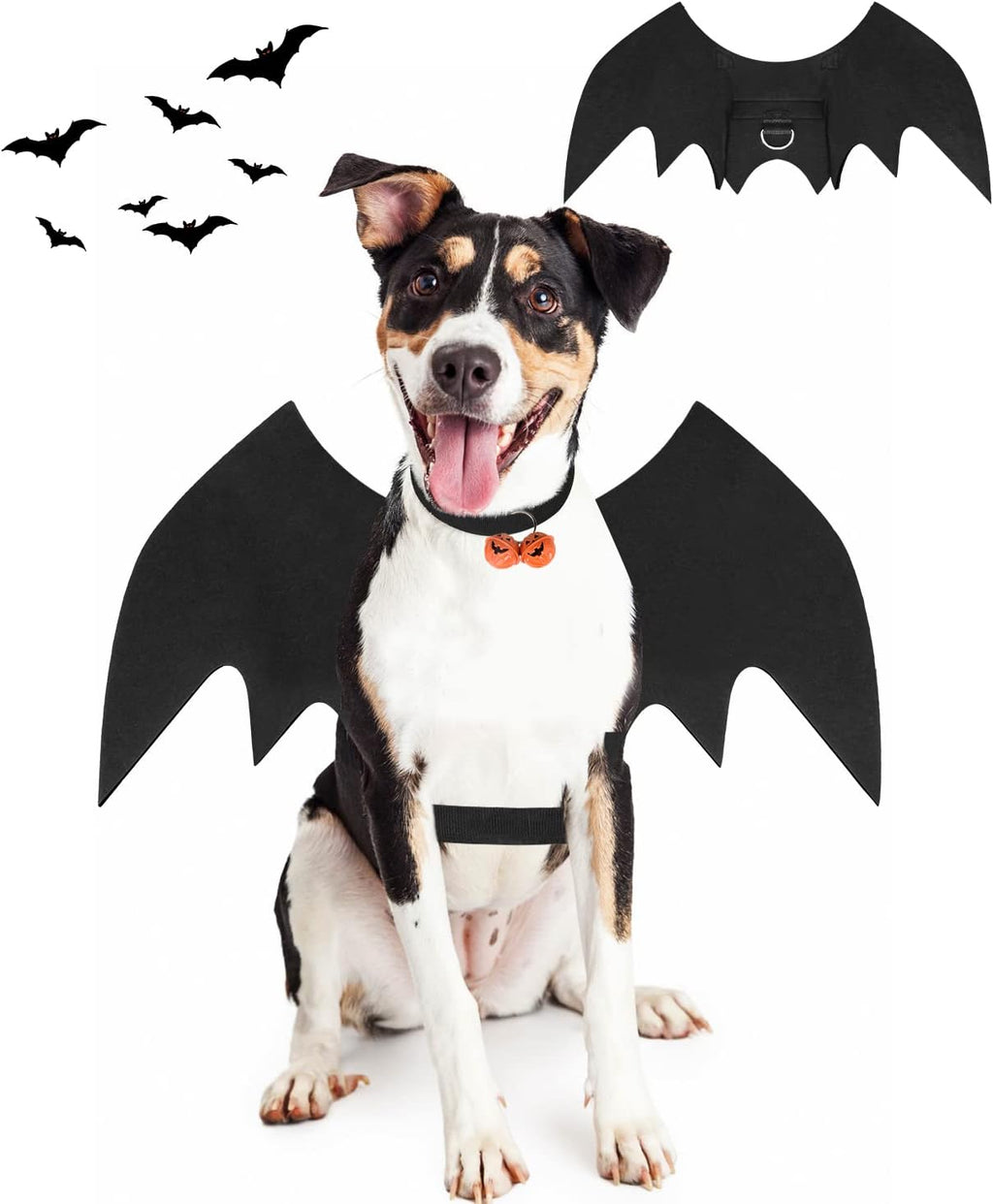 Halloween Dog Bat Wings Costume, Pet Halloween Cosplay Apparel, Adjustable Fit for Large Dogs (L)