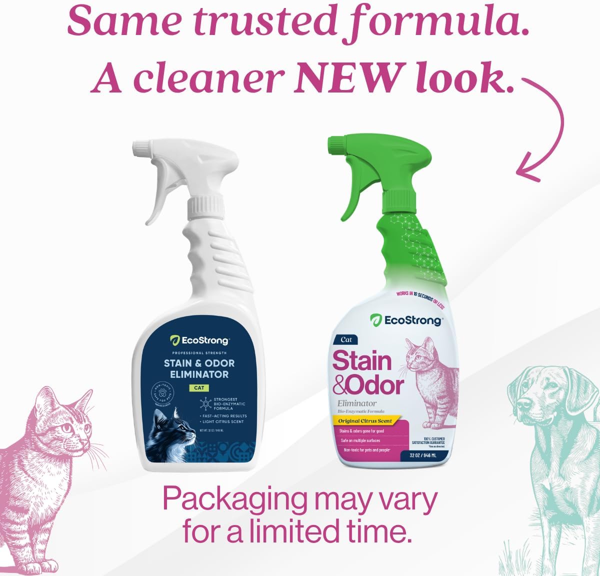Eco Strong Cat Stain And Odor Remover | Enzyme Urine Odor Neutralizer - Stain Remover for Carpet, Litter Boxes, Bedding,