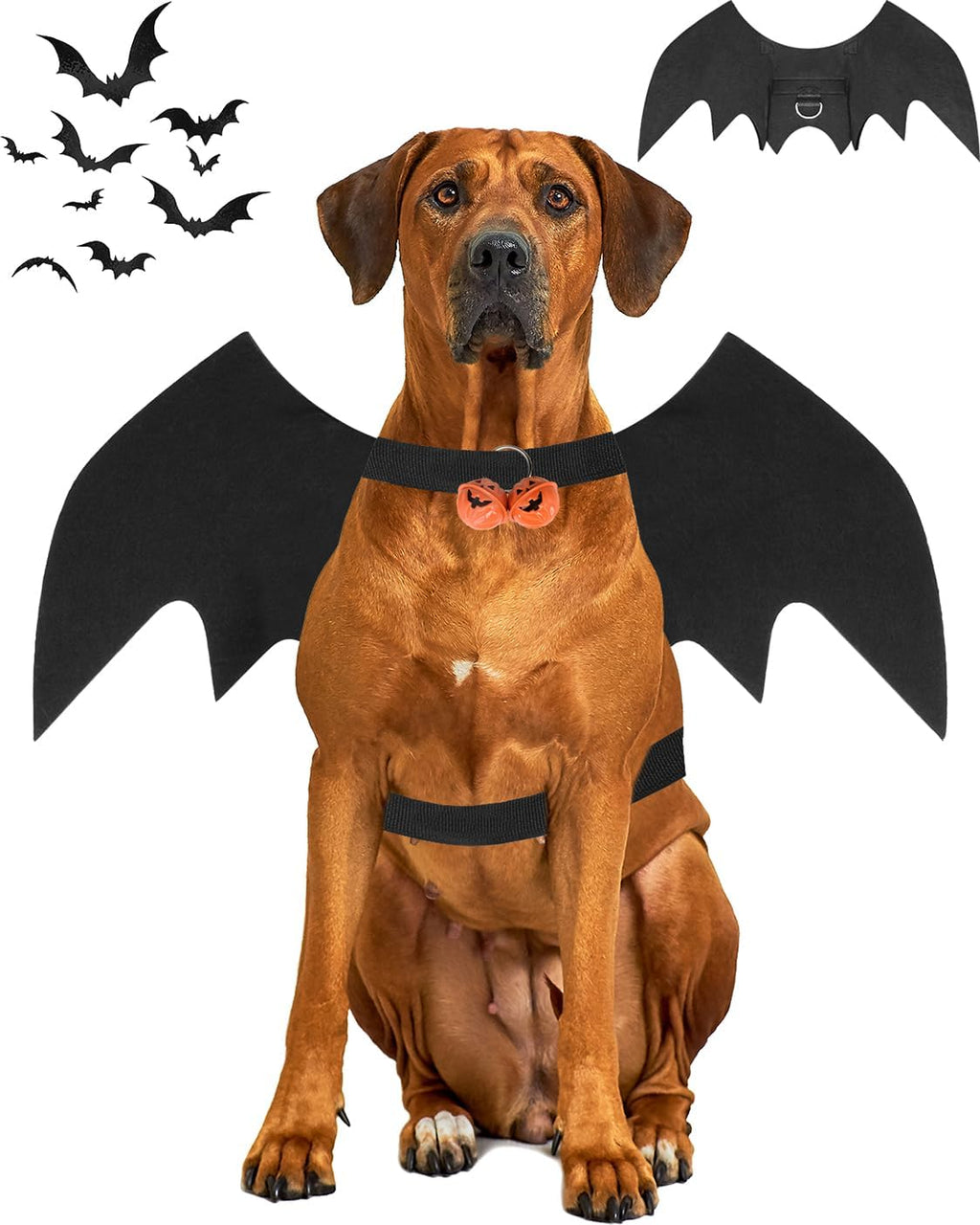 Halloween Dog Bat Wings Costume, Pet Halloween Cosplay Apparel, Adjustable Fit for Large Dogs (L)