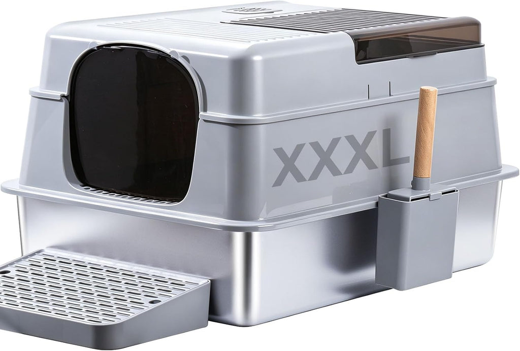 Stainless Steel Litter Box Kitten,Metal Cat Litter Box Low Entry,4" H