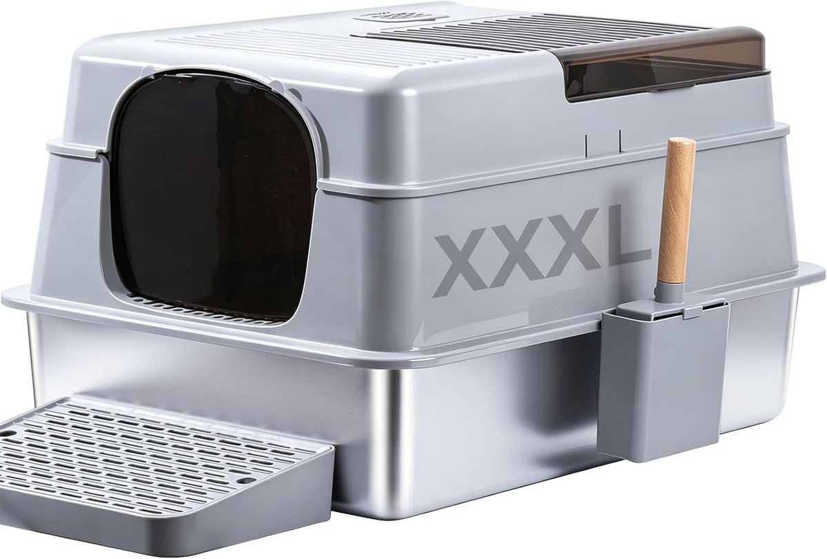 Stainless Steel Litter Box Kitten,Metal Cat Litter Box Low Entry,4" H