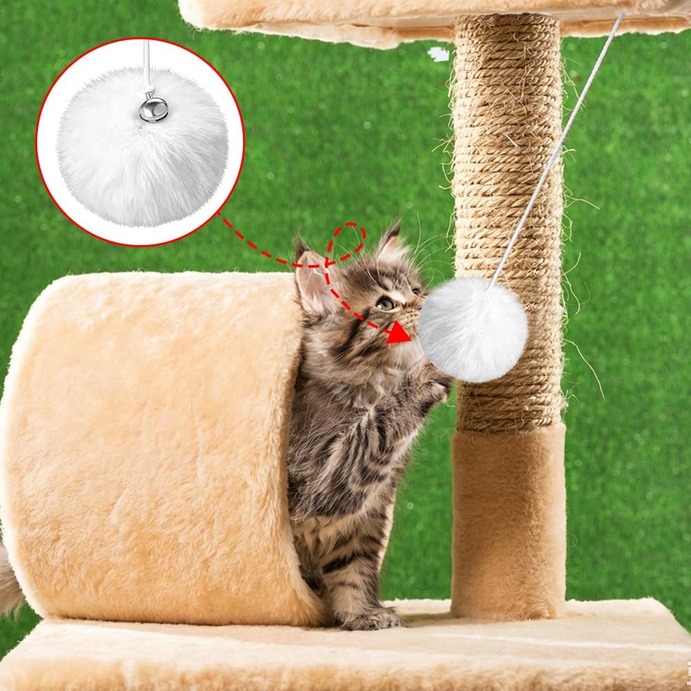 NBEADS 20 Pcs Cat Tree Replacement Balls, Interactive Catsplay Item Replacement Balls with Bell for Cat Polyester Rabbit