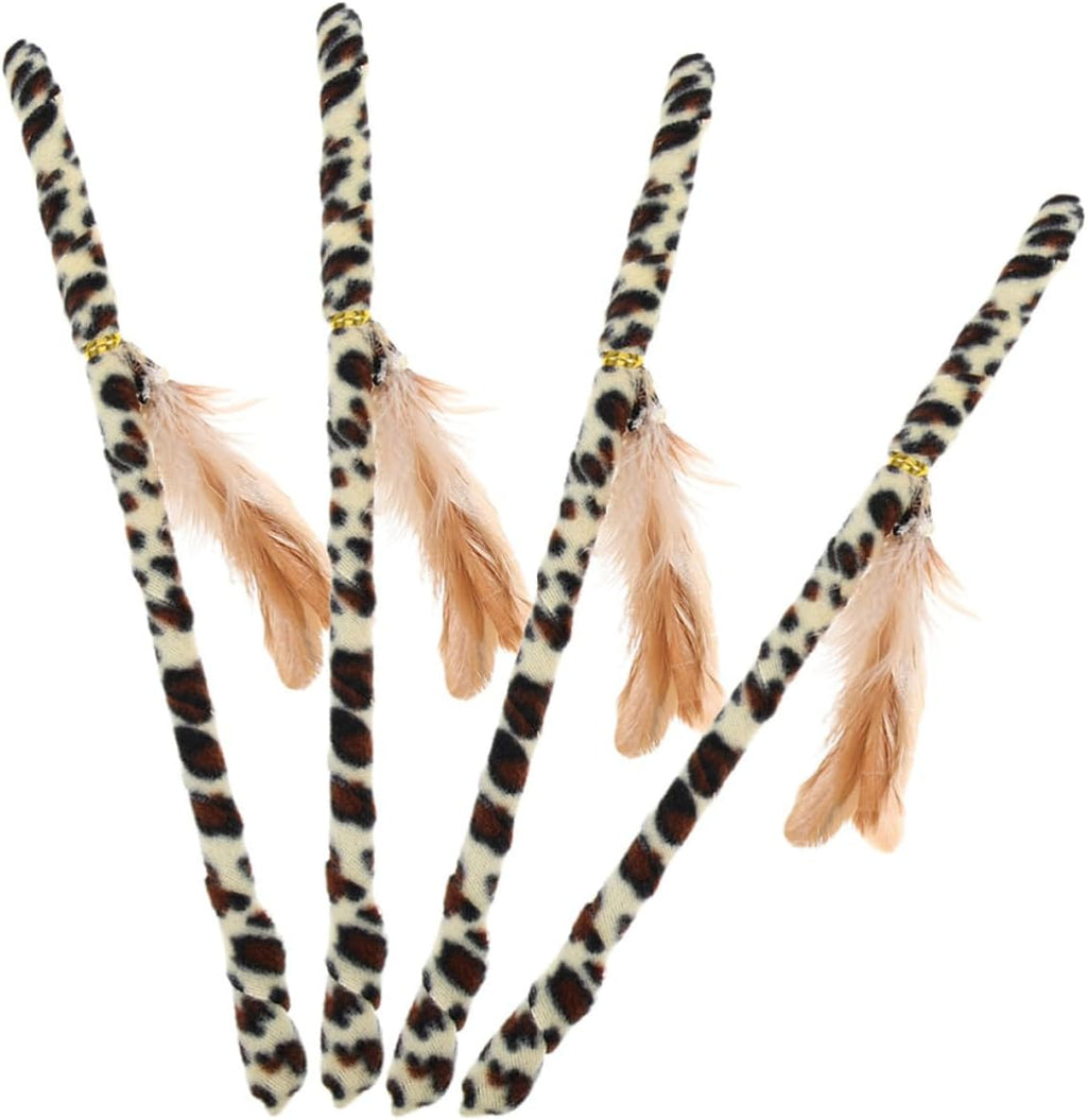 4pcs Leopard Feather Cat Teaser Wand Interactive PET