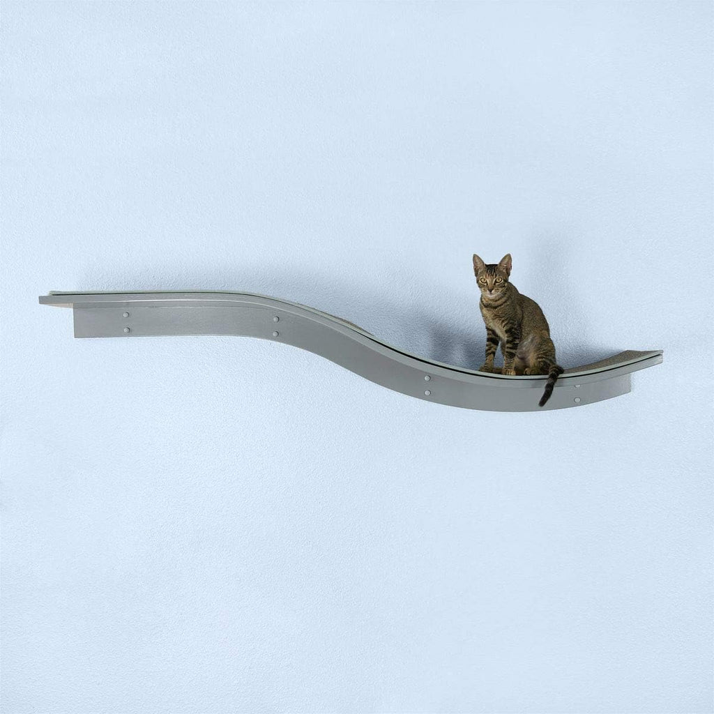 THE REFINED FELINE 60 Inch Lotus Branch Cat Shelf in Black Ebony with Replaceable Carpet, Playing, Climbing, & Lounging 